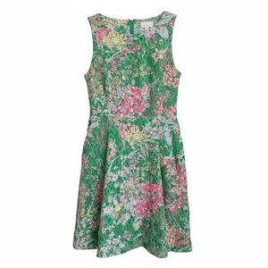 Anthro Maeve Green Floral Lace Fit & Flare Dress Size 2